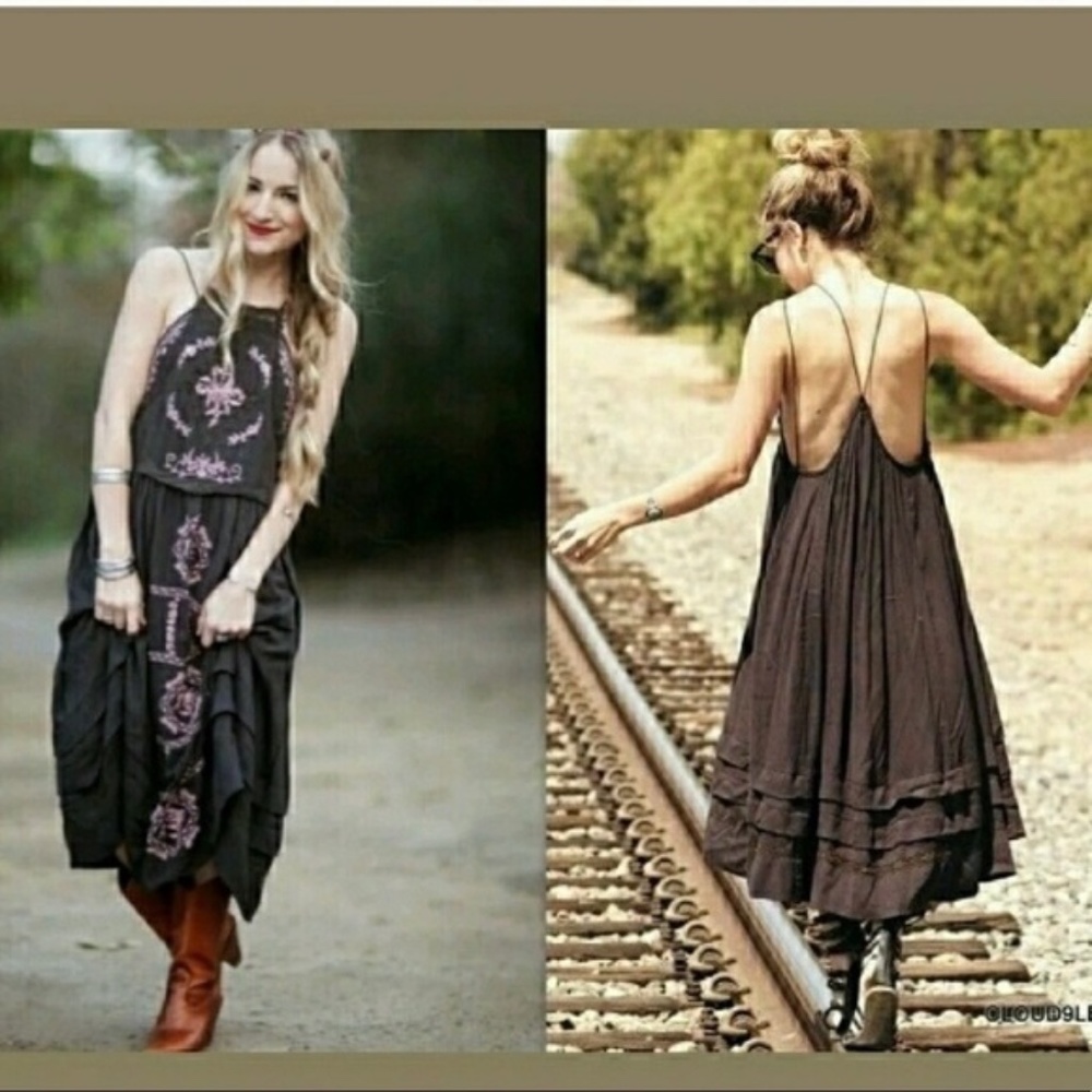 Free People -Diamond in the Sky Boho Festival Midi Dress small